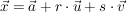 $ \vec x = \vec a + r\cdot{} \vec u + s\cdot{} \vec v $ $ \vec x = \vec a + r\cdot{} \vec u + s\cdot{} \vec v $