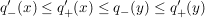 $ q'_{-}(x)\le q_{+}'(x)\le q_{-}(y)\le q'_+(y) $ $ q'_{-}(x)\le q_{+}'(x)\le q_{-}(y)\le q'_+(y) $